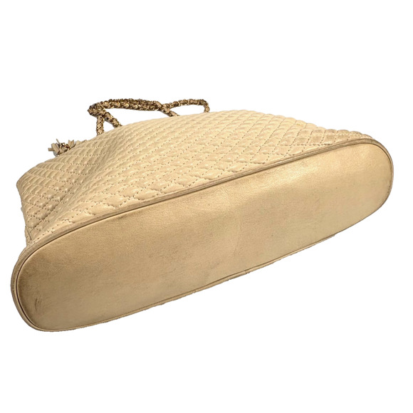 VTG Bally Leather Shoulder Bag Quilted Soft Beige Chain Strap Handbag Purse ECU - Picture 5 of 14